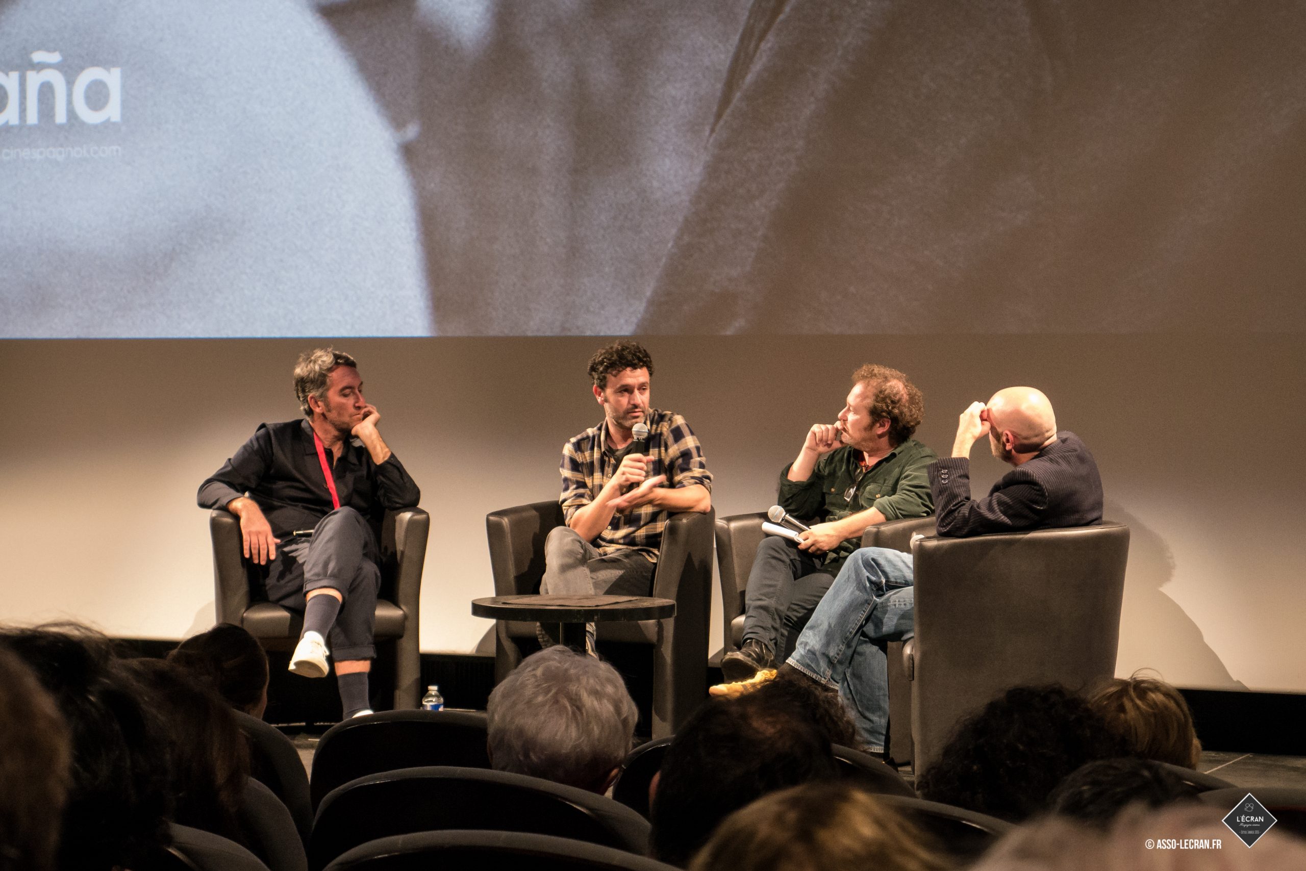 Rodrigo Sorogoyen (au centre) lors de la rencontre à la Cinémathèque de Toulouse. Source : L'Écran